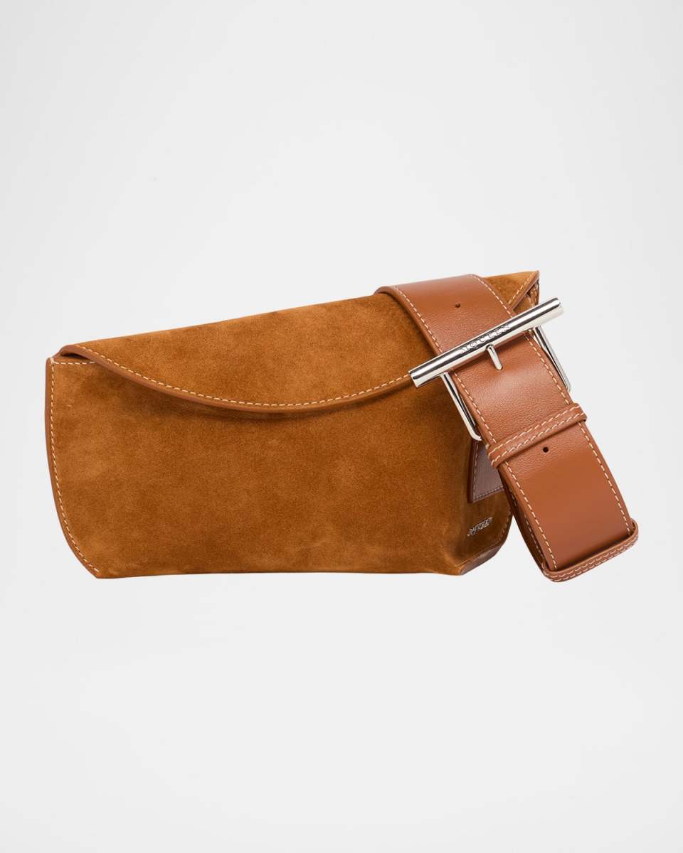 T-Bar Sling Angular Suede Shoulder Bag